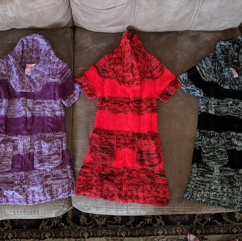 Three 2T sweater dresses